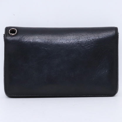 CHROME HEARTS 1Zip Cross Button Leather Wallet Black Size F
