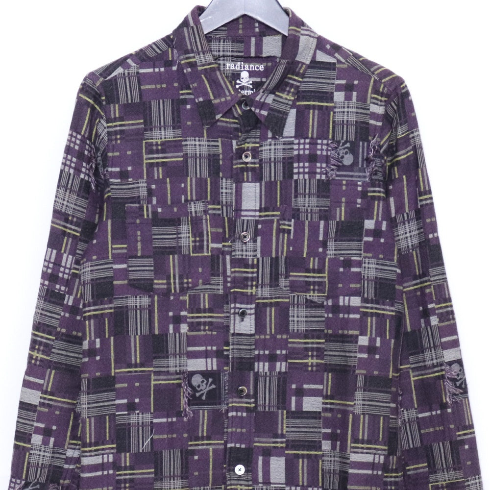 MASTERMIND JAPAN Radiance Skull Jacquard Shirt Purple Size S