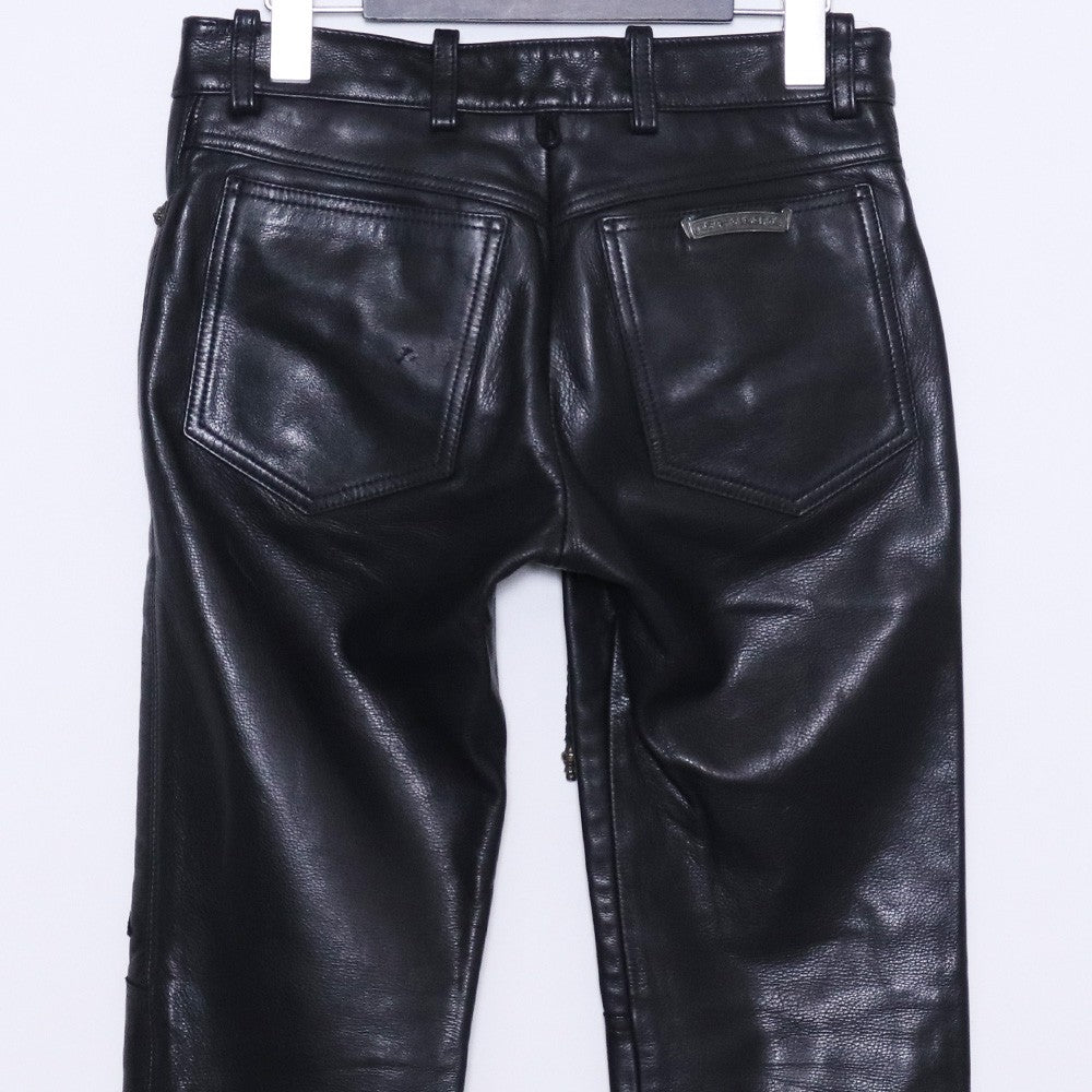 CHROME HEARTS Fleur Knee Lace-Up Leather Pants Size 24R1