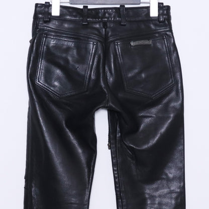CHROME HEARTS Fleur Knee Lace-Up Leather Pants Size 24R1