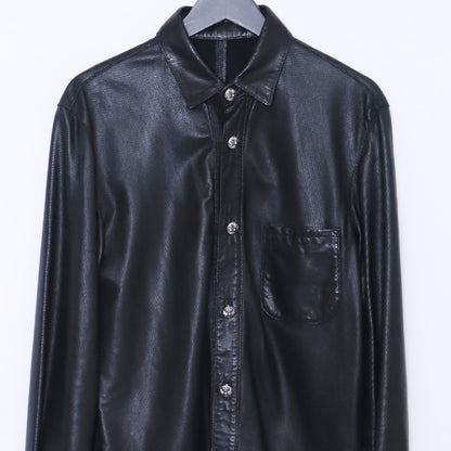 CHROME HEARTS Leather Cross Ball Button-Up Black Size S