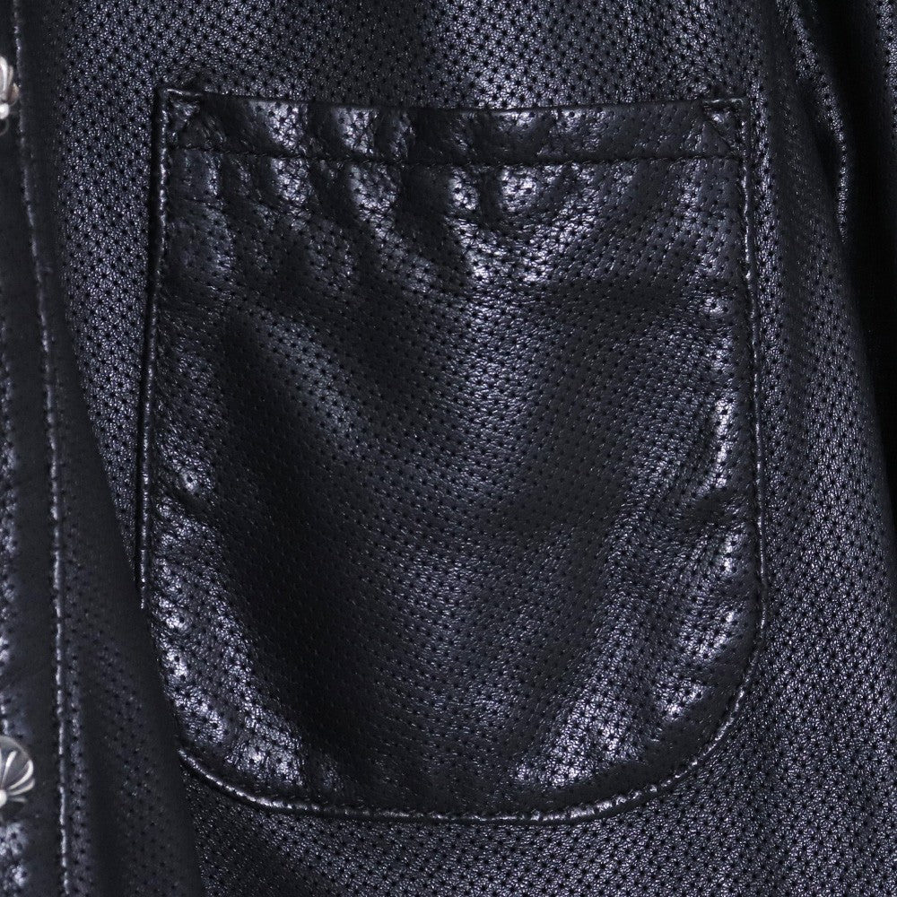 CHROME HEARTS Leather Cross Ball Button-Up Black Size S