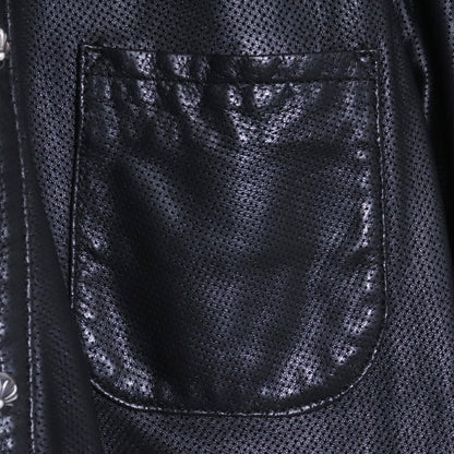 CHROME HEARTS Leather Cross Ball Button-Up Black Size S