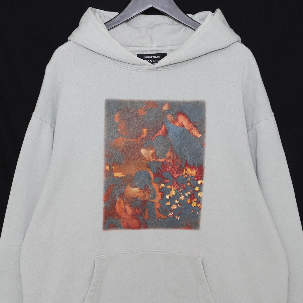 DENIM TEARS Printed Hoodie Blue Size XL