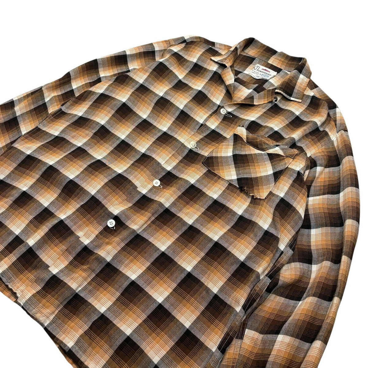 PILGRIM 60's Thunderbird Ombre Rayon Shirt Brown Size M