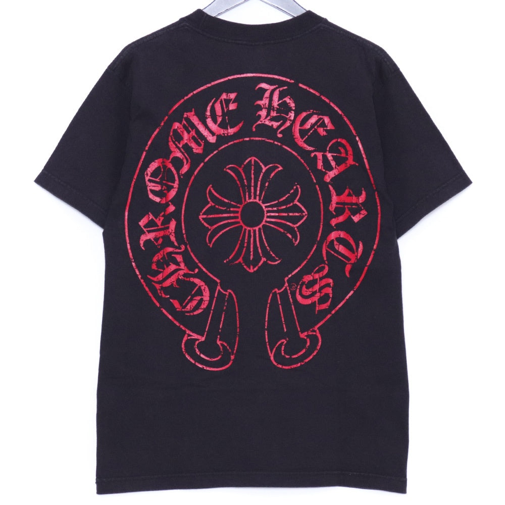 CHROME HEARTS Old CH Plus Red Horseshoe T-Shirt Black Size M