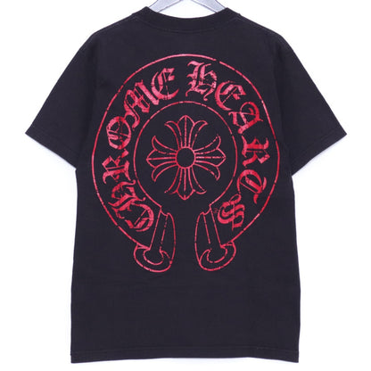 CHROME HEARTS Old CH Plus Red Horseshoe T-Shirt Black Size M