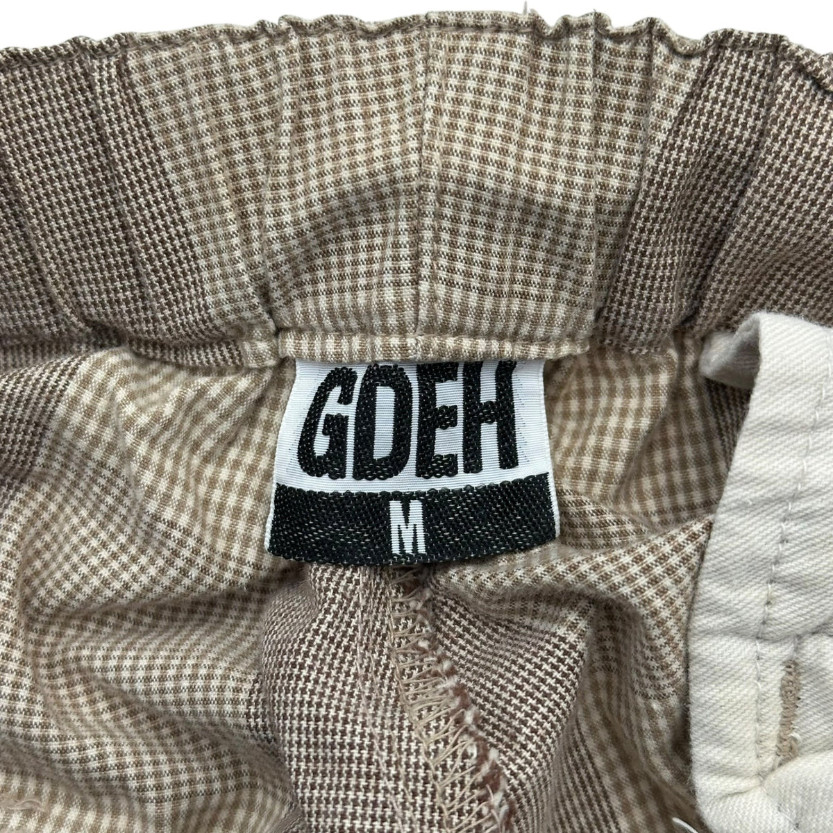 GOODENOUGH 90s Back GE Print Check Easy Shorts Brown Size M