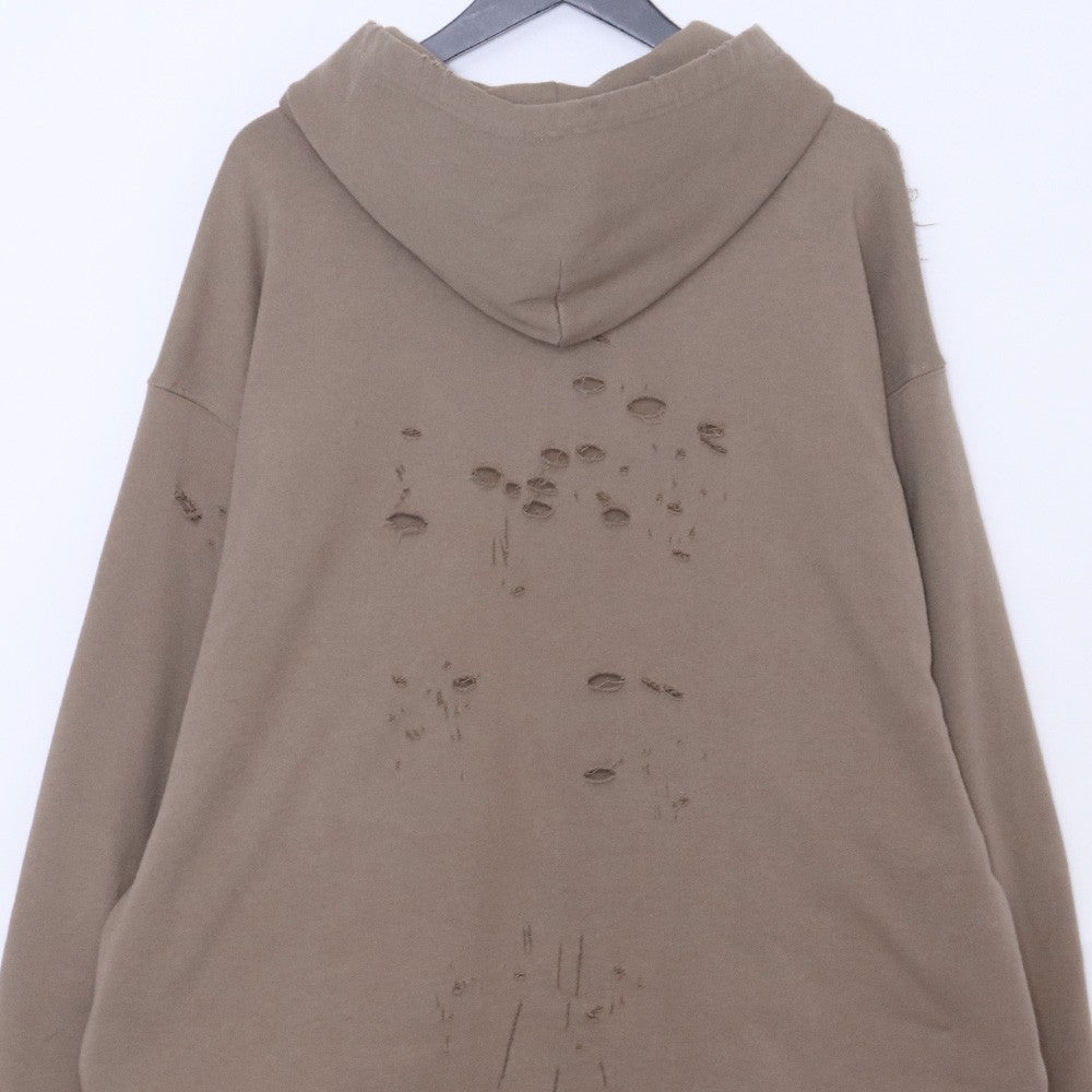 BALENCIAGA Destroyed Pullover Hoodie Brown Size XS
