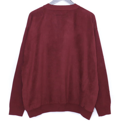 IROQUOIS Ecosuede Combi Knit Cardigan Red Size 2