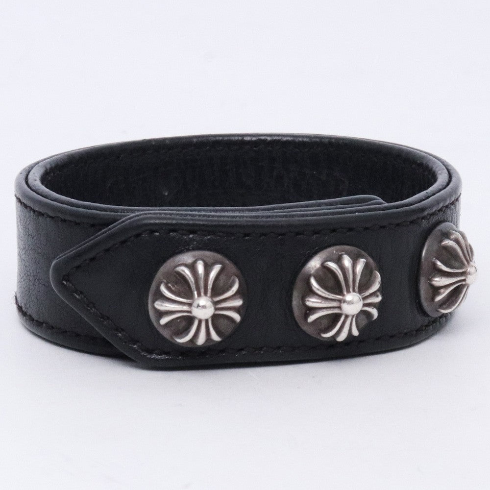 CHROME HEARTS 3BTN 2SNP Cross Ball Bracelet Black Size F