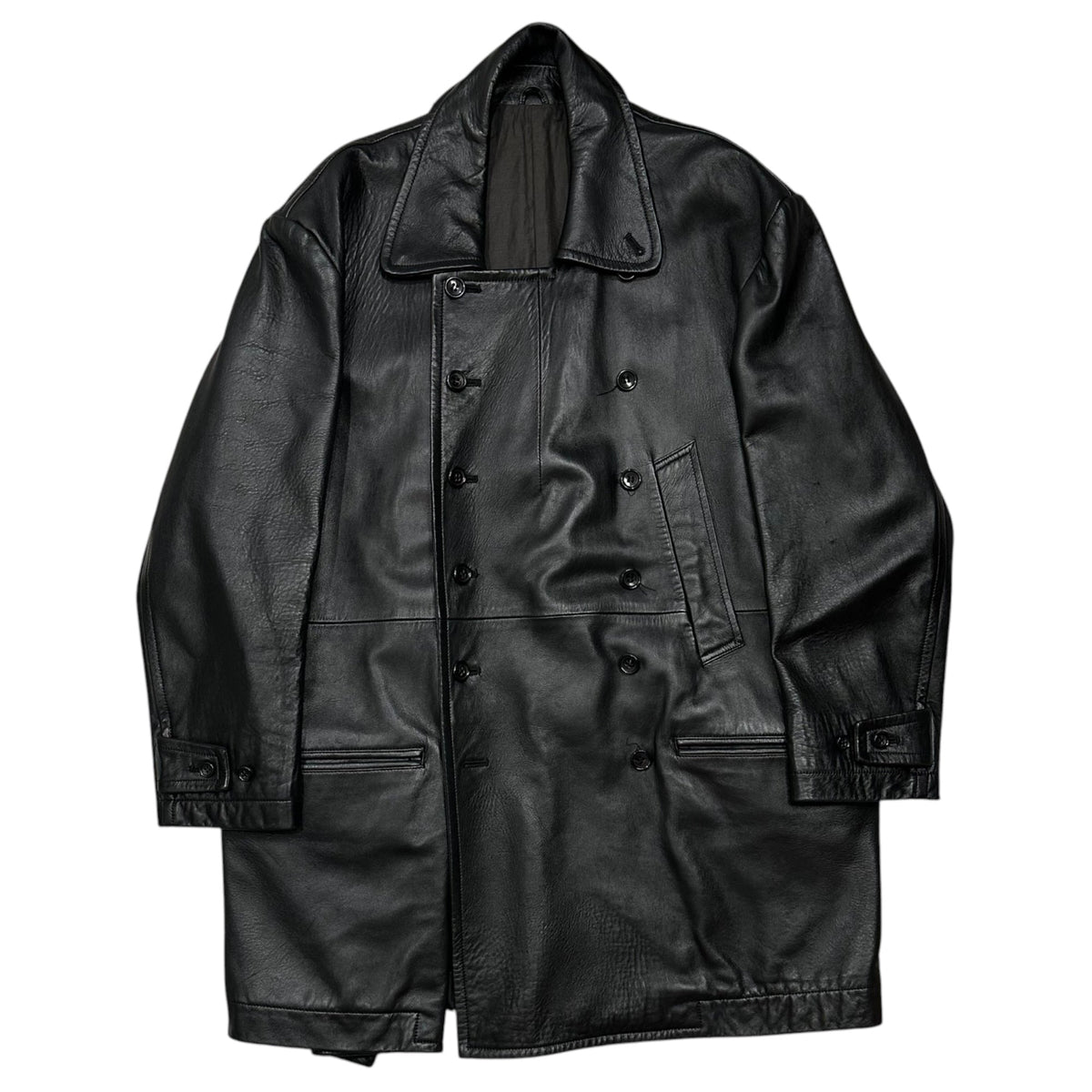 Y's bis 80s Lamb Leather Double-Breasted Coat Size FREE