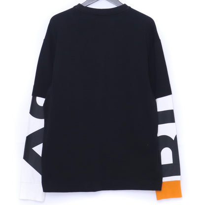 BURBERRY Layered Logo Print Long Sleeve T-Shirt Black Size M