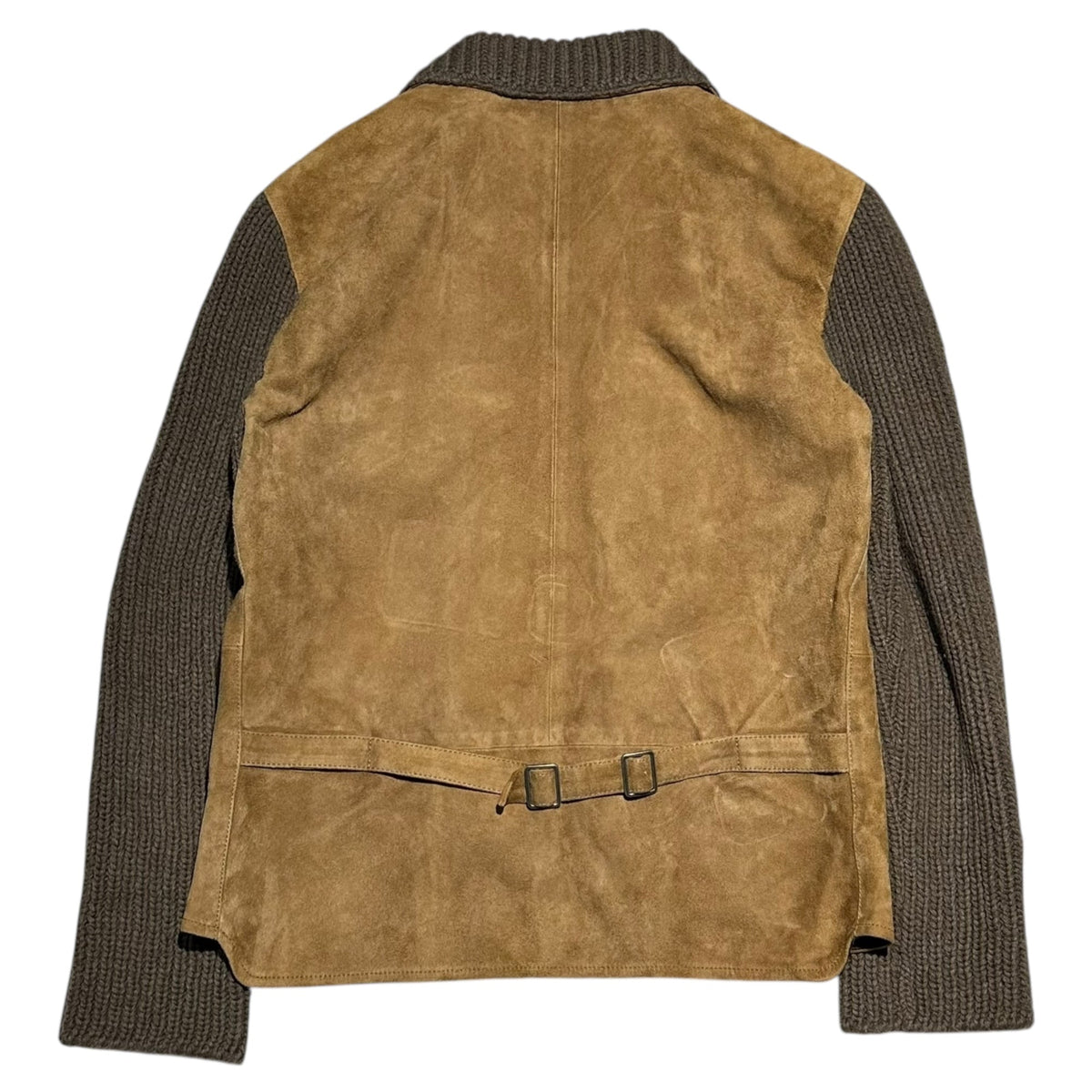DOLCE&GABBANA Knit Sleeve Suede Zip Jacket Brown Size 48