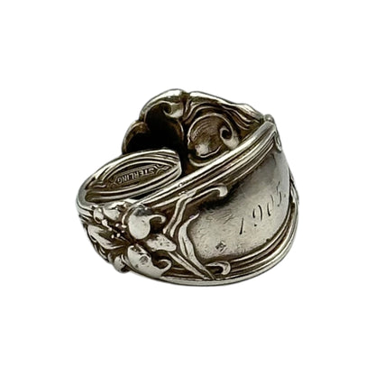 Euro antique 1900s Sterling Silver Spoon Ring Size JP 25