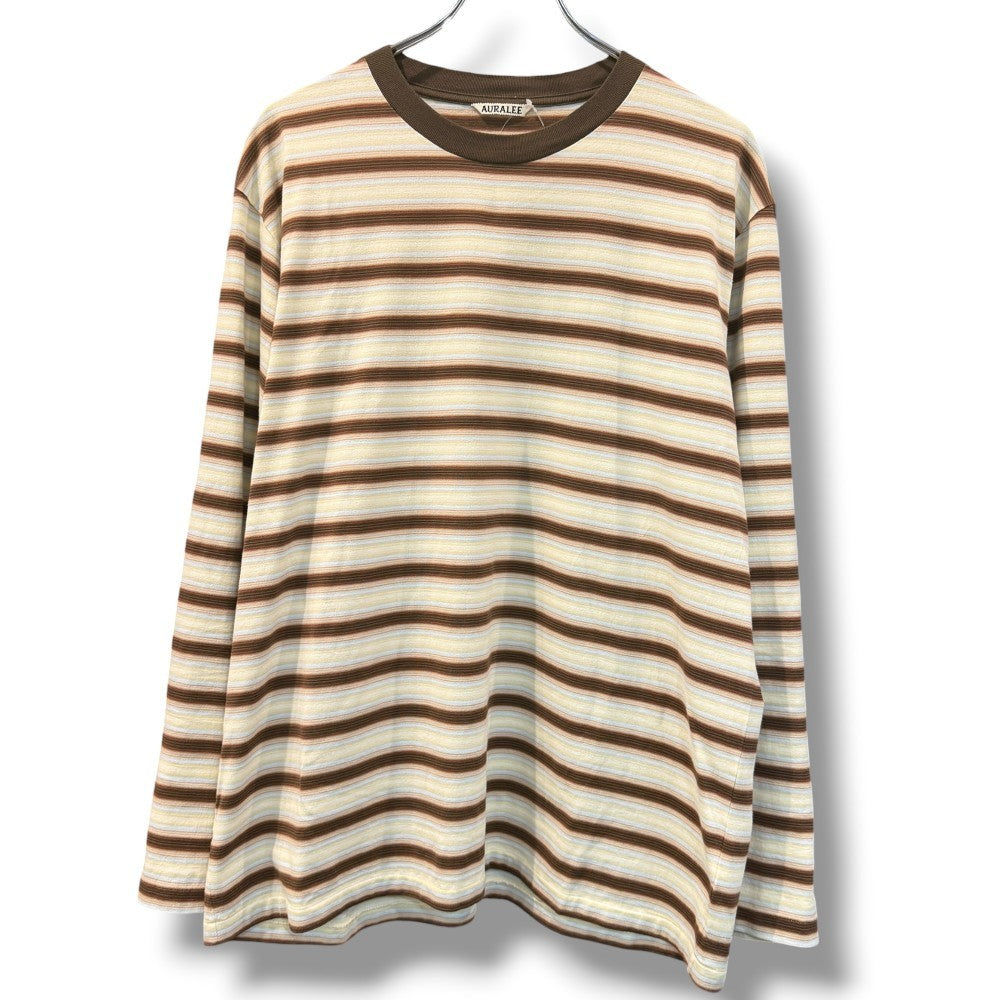 AURALEE 26SS Gradient Stripe Jersey Long Sleeve T-Shirt Brown Size 3