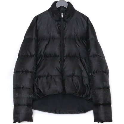 Balenciaga All-Over Logo Down Jacket Black Size 46