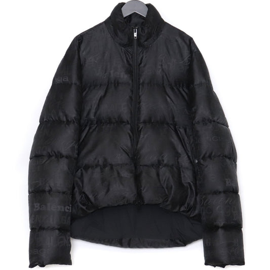 Balenciaga All-Over Logo Down Jacket Black Size 46