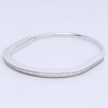 TIFFANY&CO. Narrow Bangle Half Pave 18K WG Size ONE SIZE