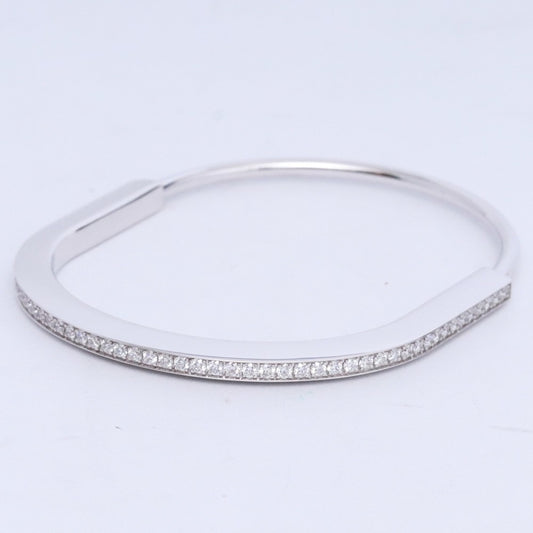 TIFFANY&CO. Narrow Bangle Half Pave 18K WG Size ONE SIZE