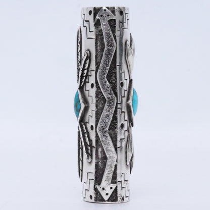 LARRY SMITH Navajo Turquoise Lighter Case Silver Size F