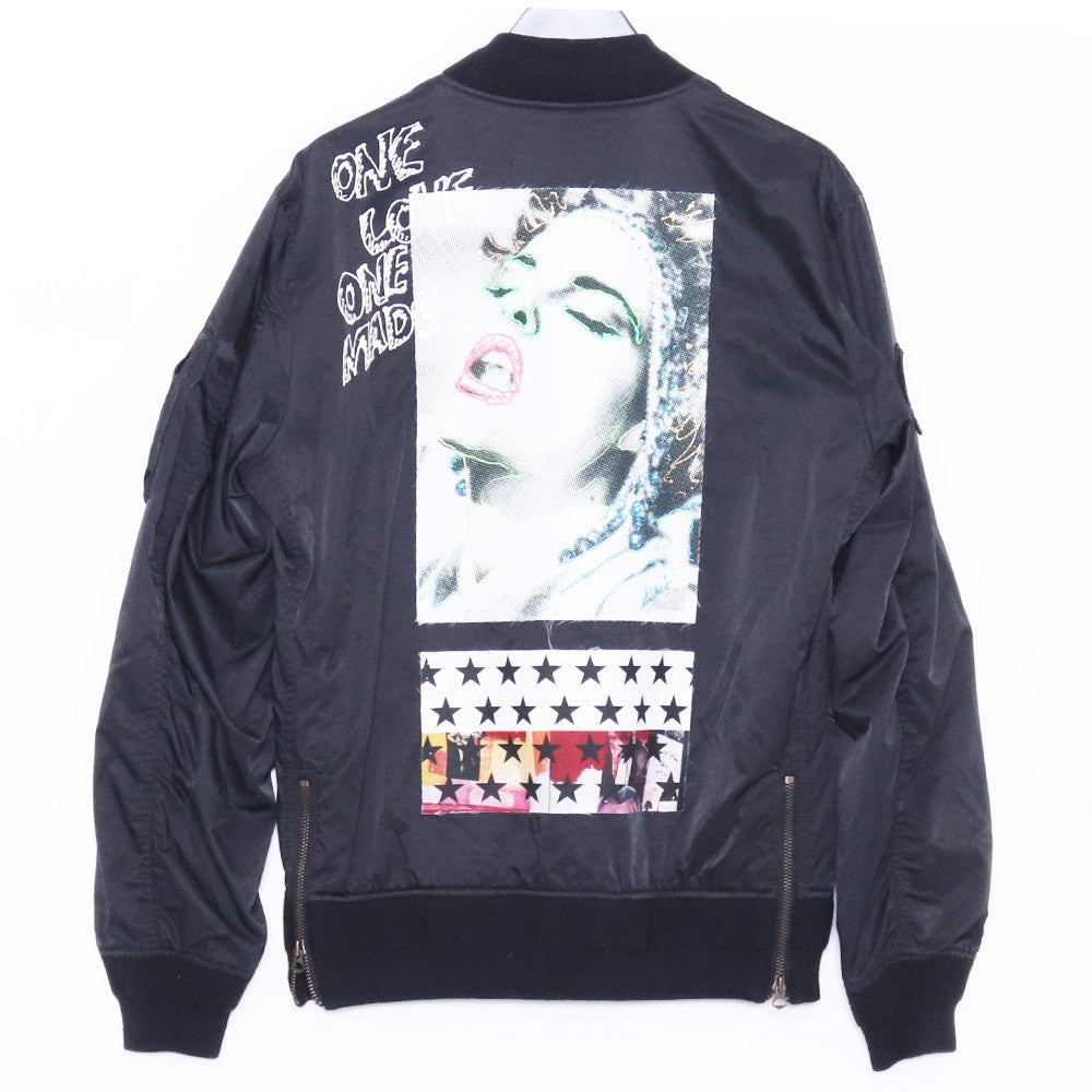 ONE MADE MA- Girl Print Madonna Bomber Jacket Black Size L