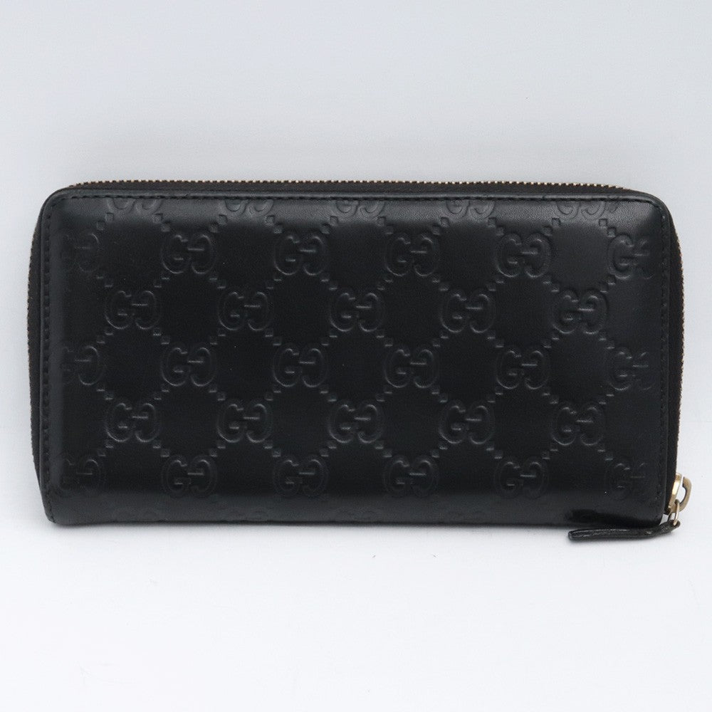 Gucci Guccissima Logo Plate Zip-Around Wallet Black Size F
