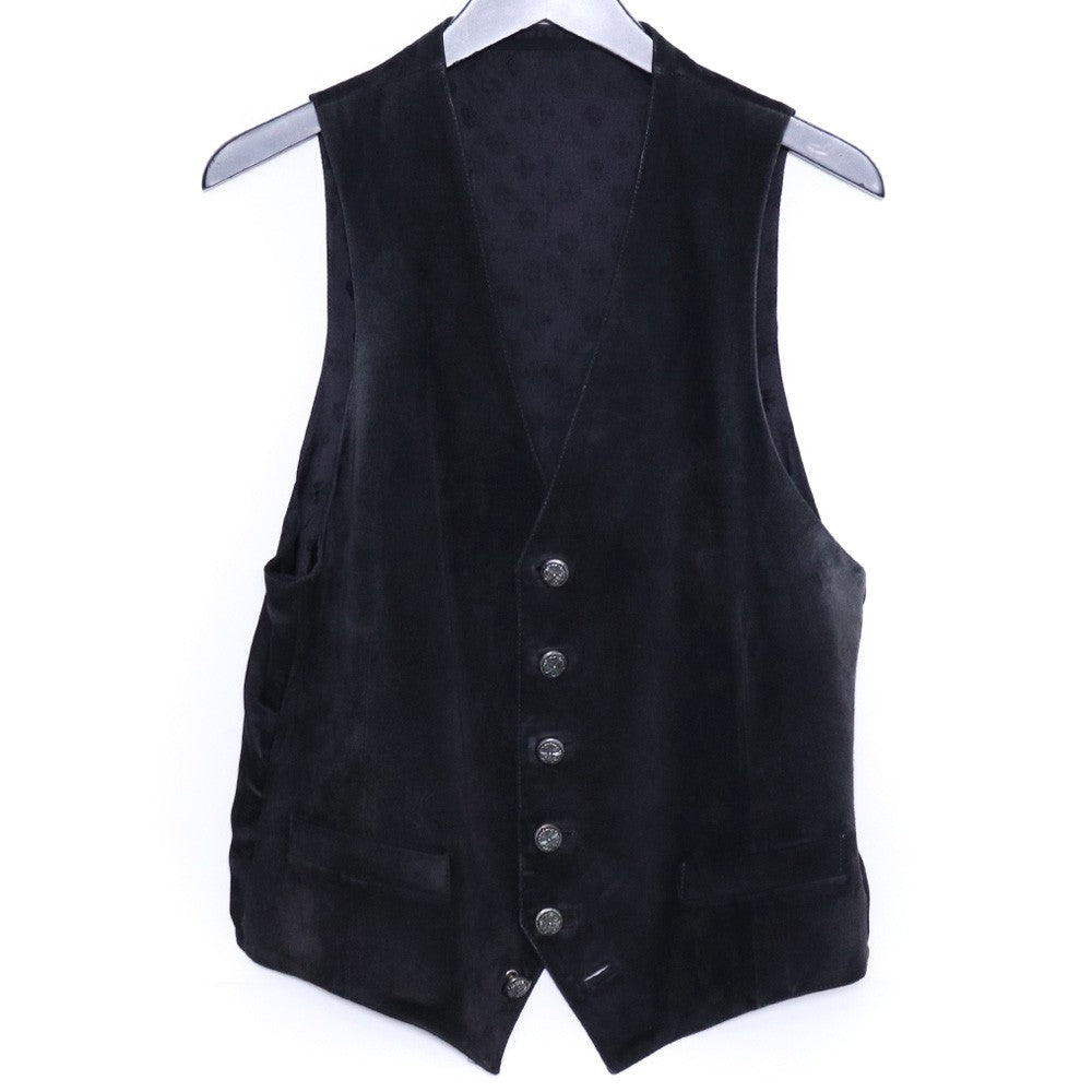 CHROME HEARTS OLD Floral Cross Suede Vest Black Size M