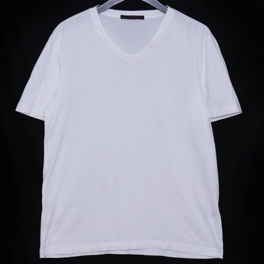 LOUIS VUITTON Circle Logo Cotton T-Shirt White Size L