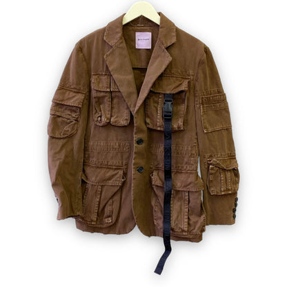PALM ANGELS Cargo Blazer Jacket Brown Size 48