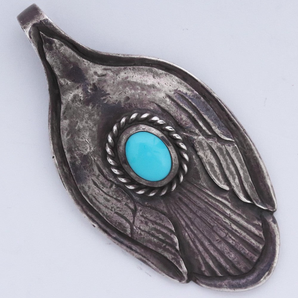 GORO'S Silver Rope Turquoise Spoon Necklace Size F