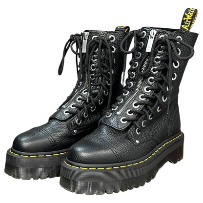 DR.MARTENS Center-Zip 10-Eyelet Lace-Up Boots Black Size UK5