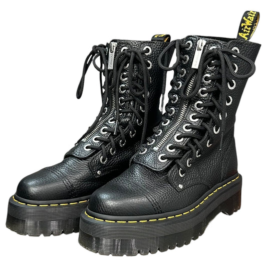 DR.MARTENS Center-Zip 10-Eyelet Lace-Up Boots Black Size UK5