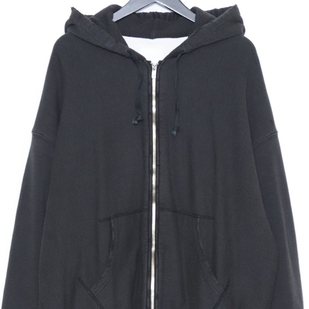 SUS-SOUS Distressed Thermal Lined Zip Hoodie Charcoal Size 5