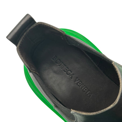 BOTTEGA VENETA TIRE Ankle Chelsea Black Green Boots Size EU 42