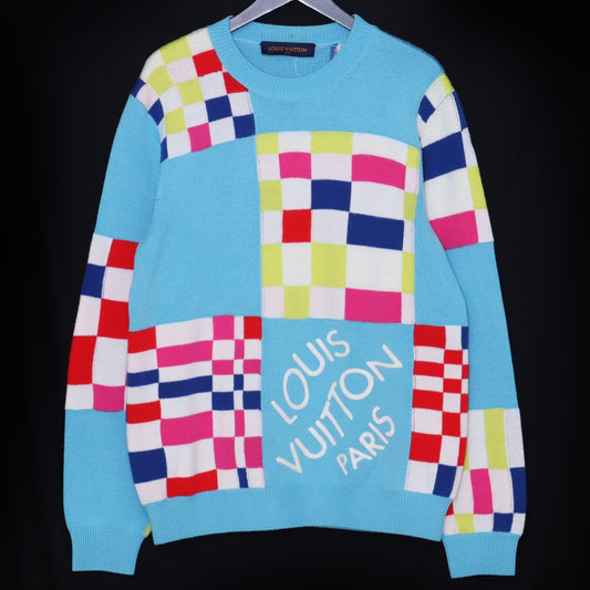 LOUIS VUITTON 21SS Distorted Giant Sweater Blue Size M