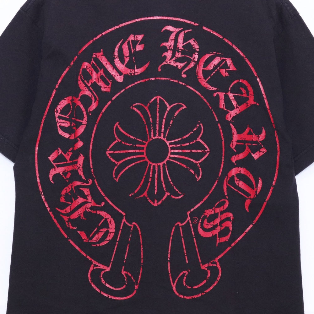 CHROME HEARTS Old CH Plus Red Horseshoe T-Shirt Black Size M