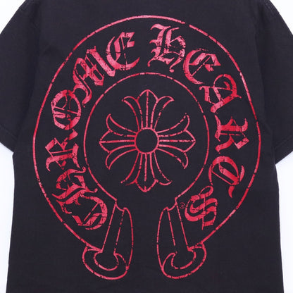 CHROME HEARTS Old CH Plus Red Horseshoe T-Shirt Black Size M