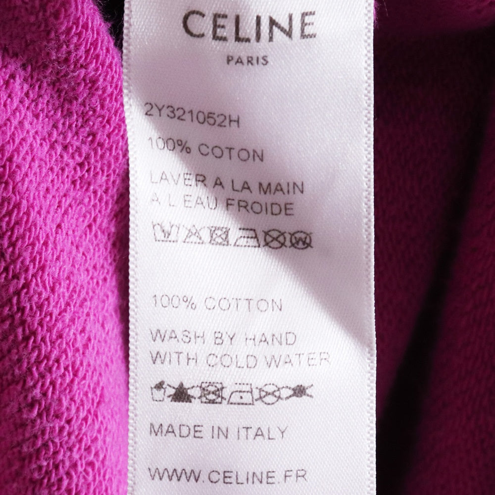 CELINE 21SS Pink Loose Cotton Logo Print Hoodie Size L