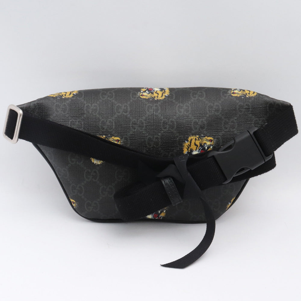 GUCCI GG Supreme Tiger Print Waist Bag Black Size 90