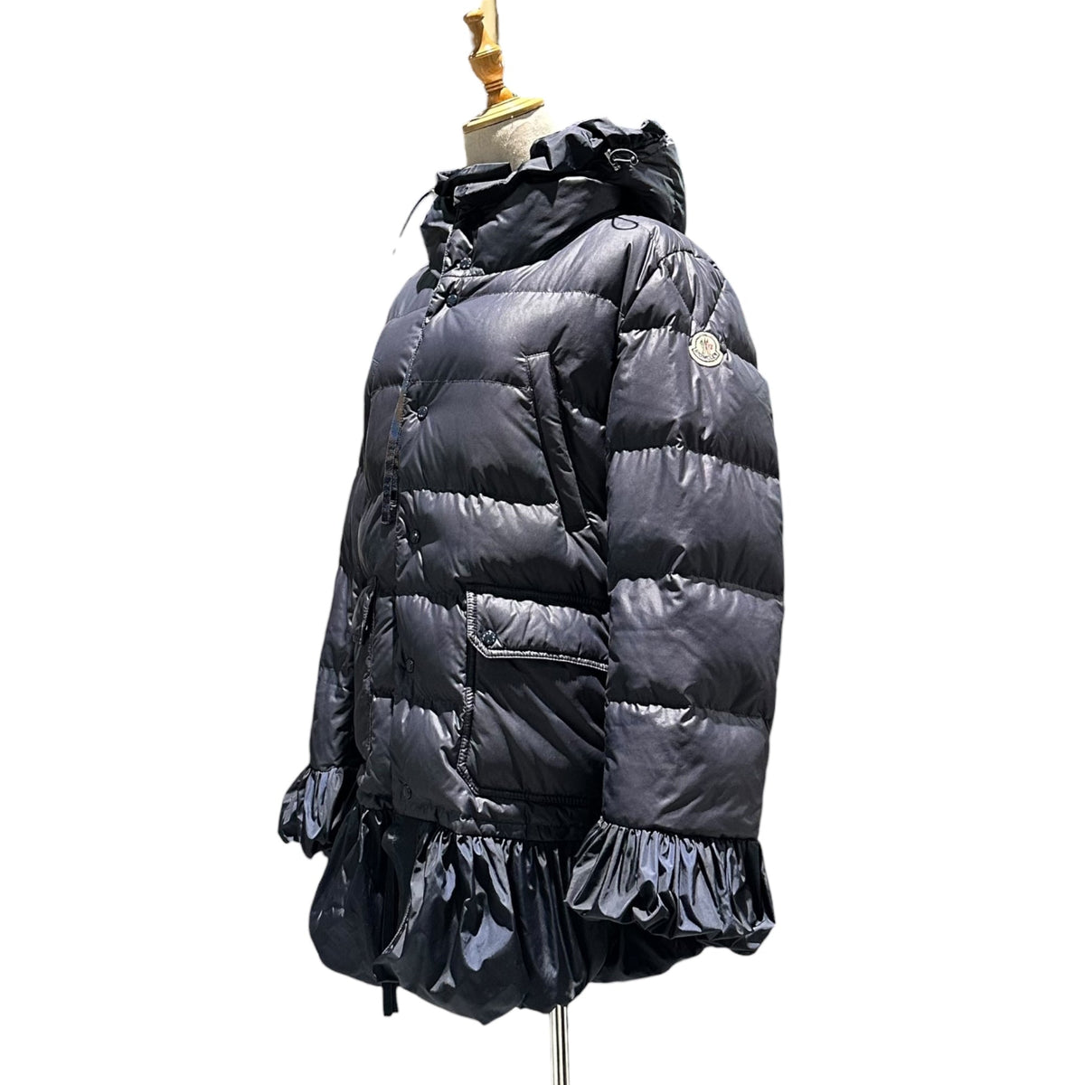 MONCLER sacai Seri Frill Down Jacket Navy Size 4