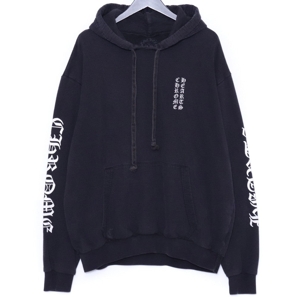 Chrome Hearts Vertical Logo Sleeve Print Hoodie Black Size L