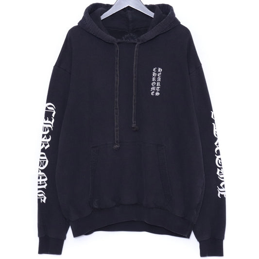 Chrome Hearts Vertical Logo Sleeve Print Hoodie Black Size L
