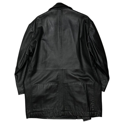 Y's bis 80s Lamb Leather Double-Breasted Coat Size FREE