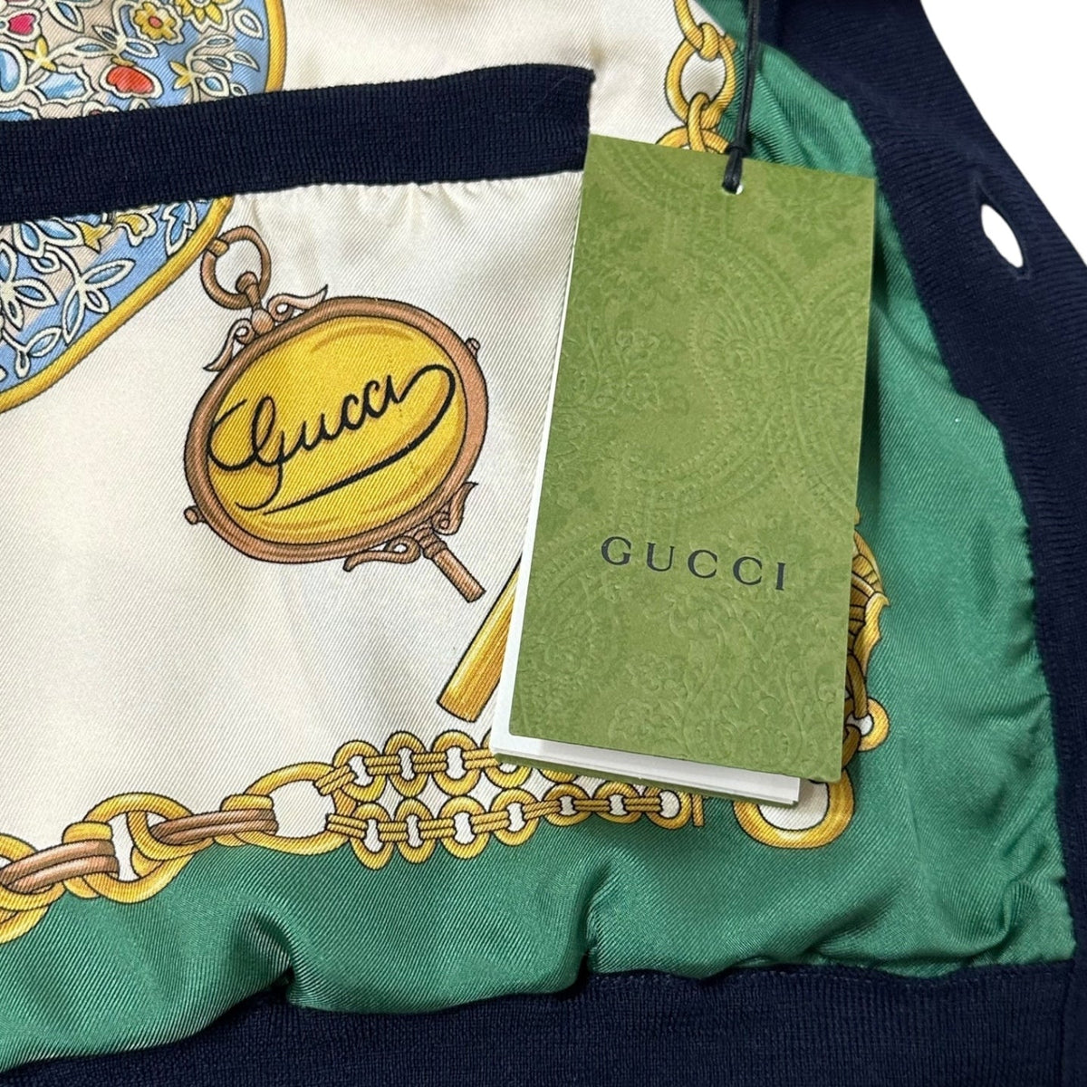 GUCCI 23AW All-over Silk Reversible Knit Cardigan Size M