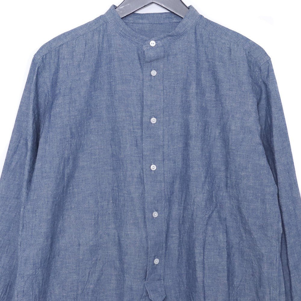 SUS-SOUS Chambray Band Collar Button Up Shirt Blue Size 5