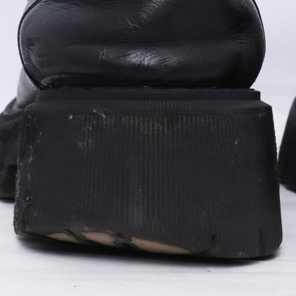 BALENCIAGA TRACTOR LOAFER Damaged Leather Loafers Black