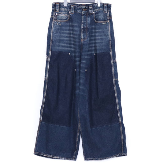 BALENCIAGA Grunge Ripped Baggy Denim Blue Size S