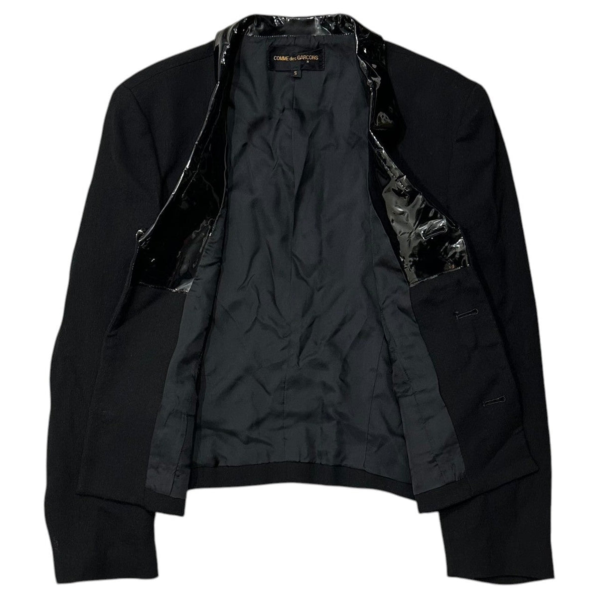 COMME des GARCONS 91AW Vinyl Collar Wool Jacket Size S