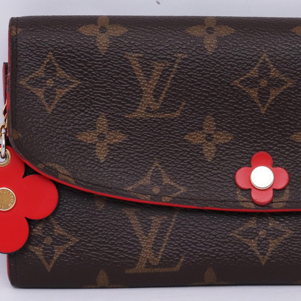 LOUIS VUITTON Monogram Flower Emily Wallet Brown Size F